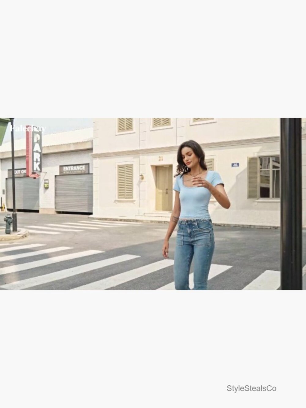 Square Neck Crop Top Short Sleeve Slim Fit Blouse Y2K Going Out Tee - Picture 7 of 7